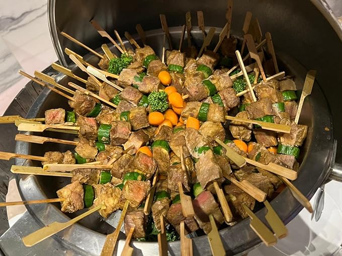 Gmark 7" Bamboo Paddle Skewers 100 ct, Natural Bamboo Paddle Picks, BBQ Picks GM1032A