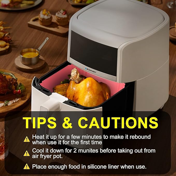 Large Silicone Air Fryer Liners Square 5-9 QT, 7.9 Inch Airfryer Liners Reusable Air Fryer Silicone Liners Pot Oven Liner Baking Tray, Air Fryer Basket Silicone Mat Bowl Air Fryer Accessories, 2 Pack