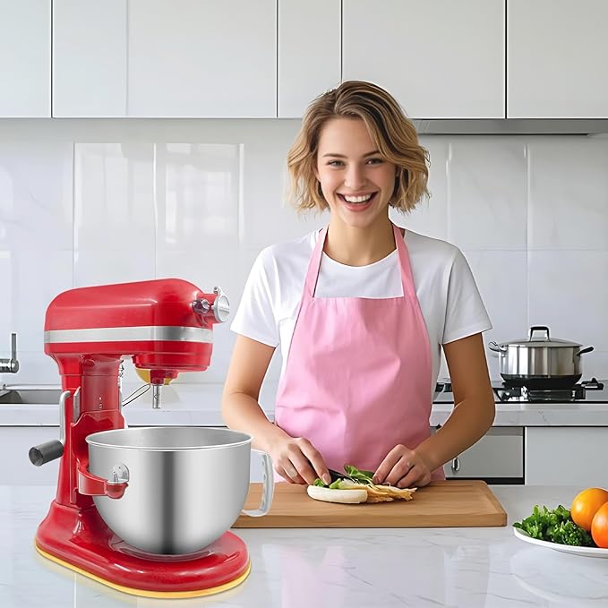 Bamboo Mixer Slider Compatible with Kitchen aid Bowl Lift 5-8 Qt Stand Mixer - Kitchen Countertop Storage Mover Sliding Caddy for Kitchen Aid 5-8 Qt Mixer (5.5-8 Qt with Foot Slot - Natural)