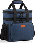 Expandable XLarge Lunch Box, Insulated Heavy Duty Lunch Bag Waterproof Leakproof Durable Cooler Bag for Men Women Adults Work Construction Camping Trip, 22L, Blue