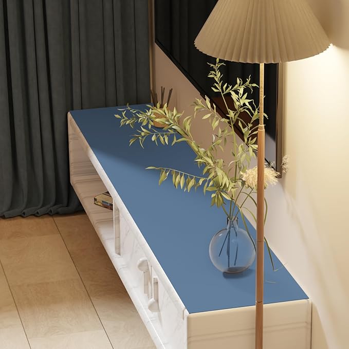 Leather Desk Mat,1.8mm Thick,15.75x63 Inch Desk Cover,Desk Protector Mat,Dresser Cover Top,Nail Table Mat,Dresser Cover,Quartz Countertop Protector(Grayish Blue+Dark Green,15.75x63)