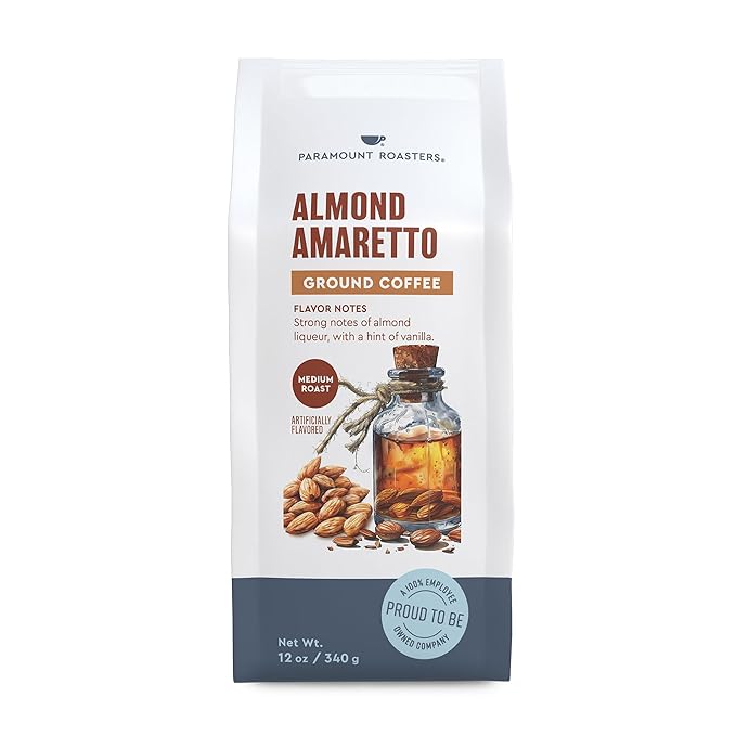 Almond Amaretto Flavored Ground Coffee, 1-12oz Medium Roast