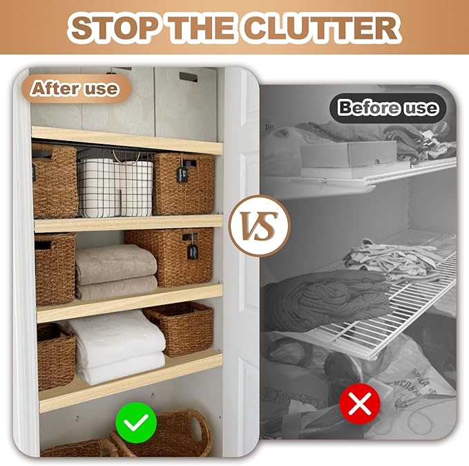 5 Pcs Wire Rack Covers 40x16x2.5 inch PVC Pantry Shelf Cover 0.31 inch Thick Removable Closet Wire Rack Shelf Covers,Decoration Kitchen Bathroom Office Shelving (Wood Color,40x16x2.5inch)