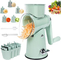 5 in 1 Rotary Cheese Grater Vegetable Slicer - Drum Mandoline Chopper for Kitchen, Easy to Clean with Storage Container