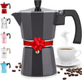 Zulay Classic Italian Style 6 Espresso Cup Moka Pot, Classic Stovetop Espresso Maker for Great Flavored Strong Espresso, Makes Delicious Coffee, Easy to Operate & Quick Cleanup Pot (Dark Gray)