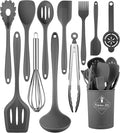 Kitchen Utensils Set-12 Pieces Silicone Cooking Utensils Set (Dishwasher Safe) 392°F Heat Resistant Spatula Set, Nonstick Cookware