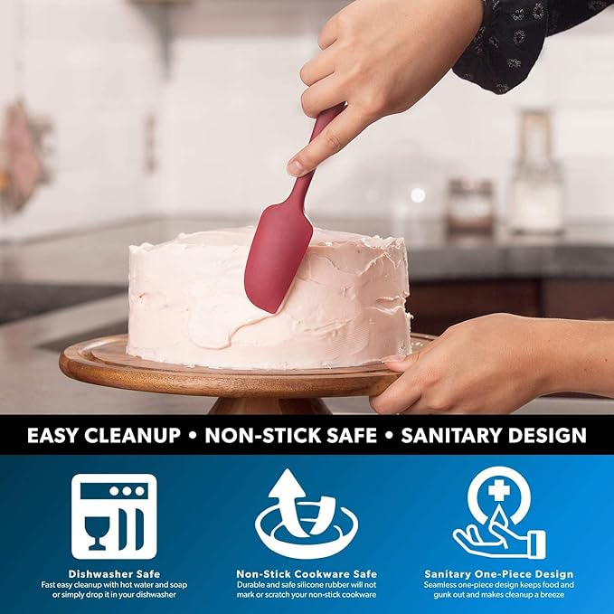 DI ORO Mini Spatula - Small Spatulas Silicone Heat-Resistant up to 600°F - Silicone Kitchen Scraper for Baking & Cooking BPA Free - Mixing Spatula Dishwasher Safe - Nonstick Cookware Safe (Red)