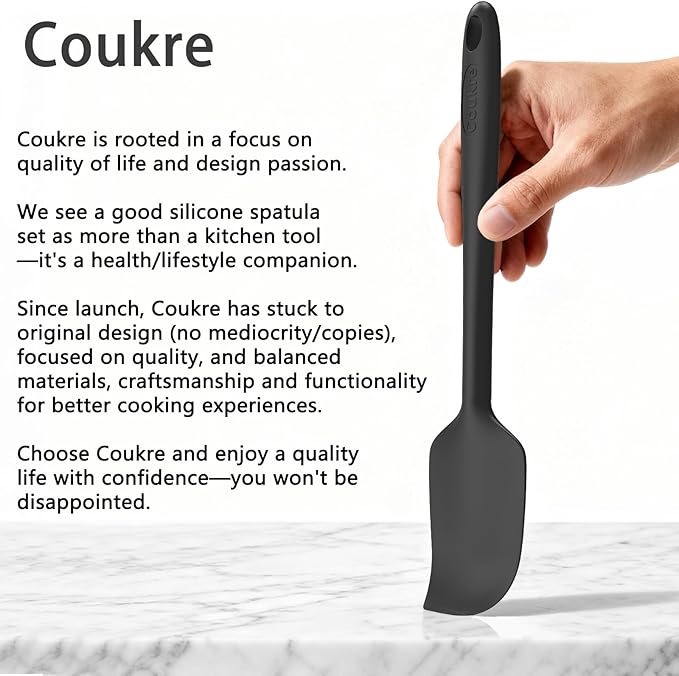Coukre Silicone Spatula Set of 5,High Temperature Resistant, Food Grade Silicone, Dishwasher Safe, for Baking, Cooking (Pure Colorful B)