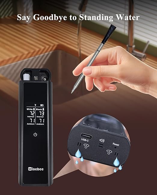 Wisebee Meat Thermometer Digital Wireless, 328FT Dual Probes Food Thermometer Bluetooth Remote Monitoring for Cooking- BBQ, Grill, Oven, Smoker