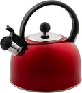 Venoly 2.5 Liter Whistling Tea Kettle - Modern Stainless Steel Whistling Tea Pot for Stovetop Hot Water Boiler with Cool Grip Ergonomic Handle (Wine Red, 2.5 Liter)