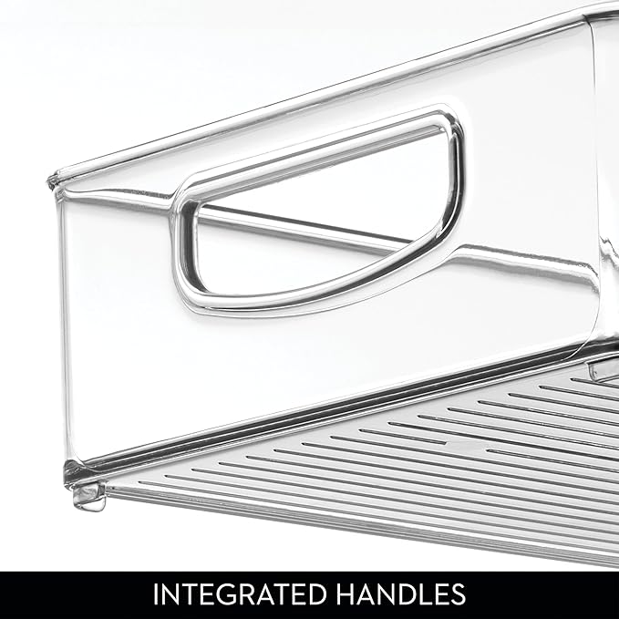 iDesign Stackable Clear Plastic Extra Long Pantry Organizers and Cabinet Storage Bins for Kitchen, 4-Pack