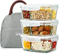 DAS TRUST 3 Pack 36oz Bento Box Glass Meal Prep Containers with 3 Compartments, Glass Food Storage Containers with Lids, Meal Prep Bowls, Lunch Box, Oven & Microwave Safe