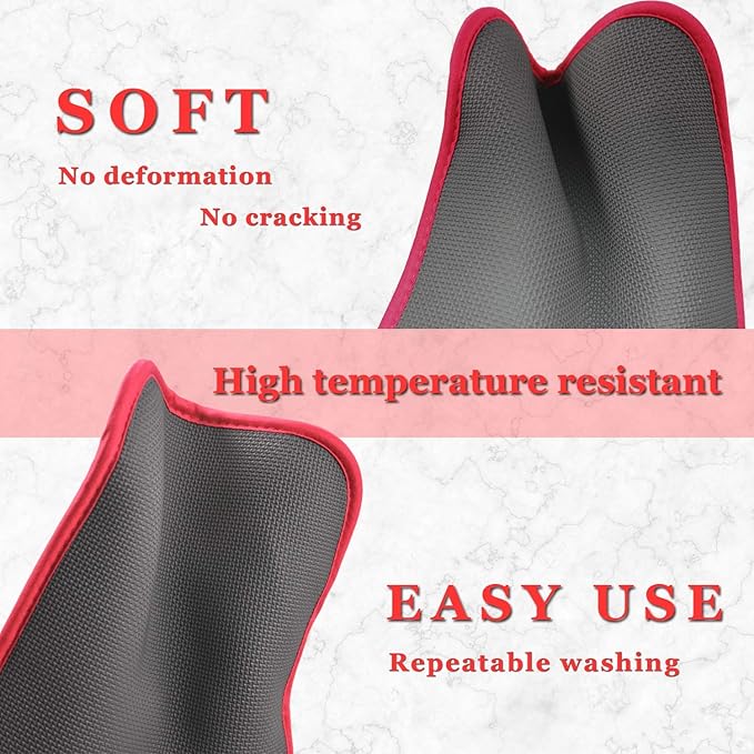Cotton and Neoprene Oven Pads Pot Holders with Pocket 8"x8.5" Dual-Function Hot Pad Set for Finger Hand Wrist Protection Heat Resistant to 428°F Red