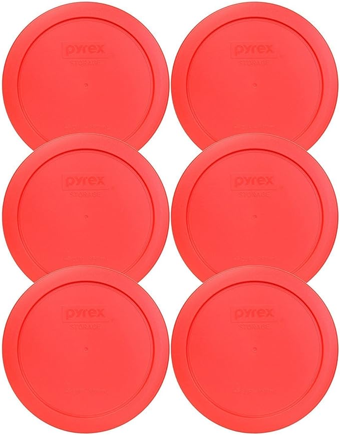 Pyrex 7201-PC 4-Cup Red Plastic Food Storage Lid, Made in USA - 6 Pack