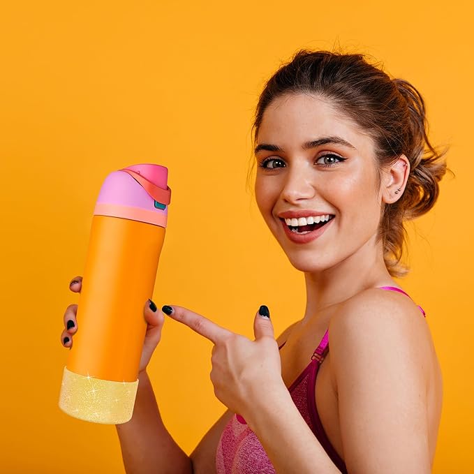 2PCS Glitter Silicone Boot for Owala Water Bottle, Anti-Slip Protective Sleeve for Owala Twist,FreeSip and Flip Stainless Steel Water Bottle, BPA-Free, Dishwasher Safe, Accessories
