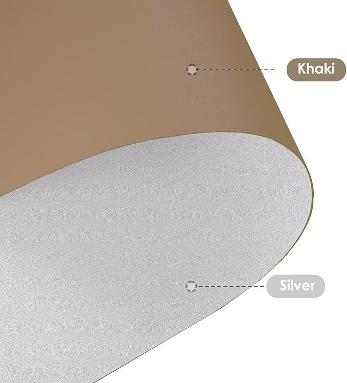 Leather Table Cover,1.8mm Thick,36x72 Inch Table Protector,Table Protector for Dining Room Table,Dining Room Table Protector Pad.(Khaki+Silvery,36x72)