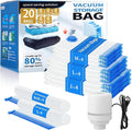 20 Pack Vacuum Storage Bags with Electric Pump, 4Jumbo/ 4Large/ 4Medium/ 4Small/ 4Roll Compression Space Saver Vacuum Seal Bags for Clothing Travel Luggage Comforters Blankets Pillows Bedding, Blue