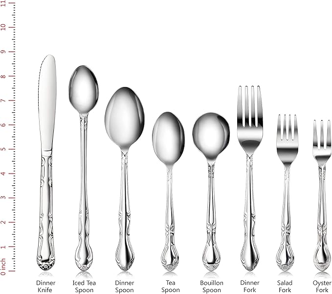 New Star Foodservice 58642 Rose Pattern, 18/0 Stainless Steel, Dinner Fork, 7.2-Inch, Set of 12