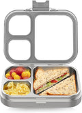 Stainless Steel Lunch Box, 3 Compartments Metal Bento Box for Kids Adults, Leak-Proof Lunch Box for School Office, Dishwasher Safe, BPA-Free, Tritan Lid, Grey
