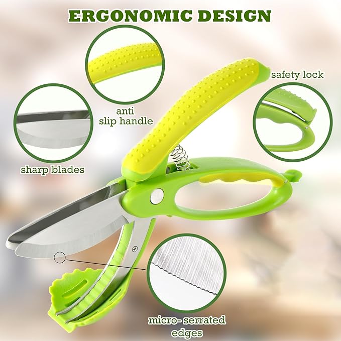 Salad Scissors, Salad Chopper with Double Blades, Lettuce Chopper, Lettuce Scissors for Chopped Salad, Chopped Salad Chopper Tool for Tossing and Chopping in Salad Bowl (Yellow)