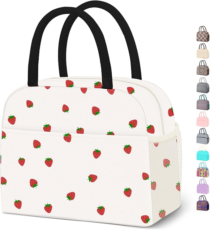 DALINDA Lunch Bag Lunch Box for Women Men,Cute Strawberry lunchbag Reusable Insulated Lunch Tote Bag
