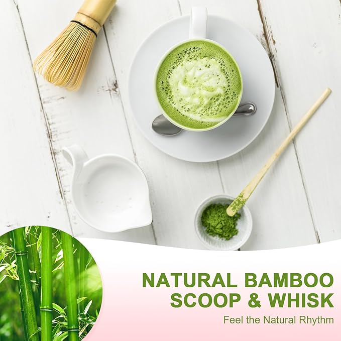 Matcha Set–7-Piece Set Including Matcha Bowl with Spout, Whisk, Chasen Holder, Sifter, Bamboo Scoop with Stand, wood spoon(Cherry Blossom Pink)–Perfect for Matcha Lovers&Tea Ceremonies