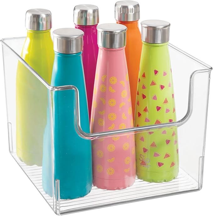 mDesign Set of 4 Storage Trays Open Top Kitchen Tray for Food Storage Made of Plastic Ideal in The Kitchen Cupboards or as Fridge Boxes 25.4 cm x 25.4 cm x 19.7 cm Clear
