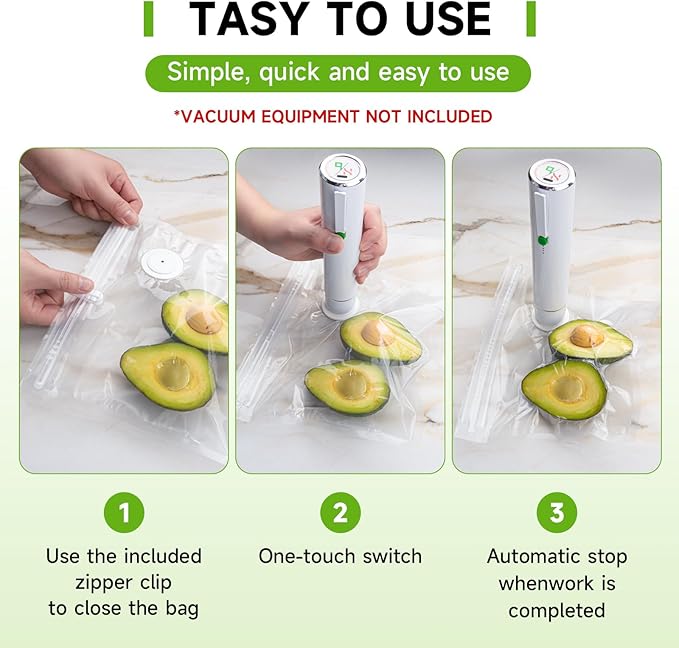 Vacuum Sealer Bags, 40 Reusable Vacuum Sealer Bags for Food, BPA-Free, Meal Prep and Sous Vide Cooking,Works for Handheld Sealer and Vac Sealer Machine with External Vacuum Systems