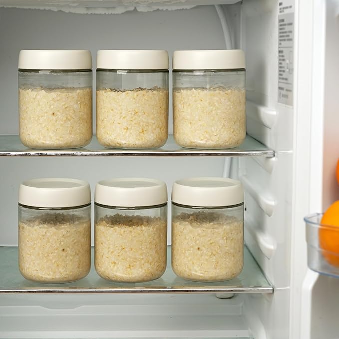 EONJOE 6-Pack 16oz Glass Jars with Lids for Food Storage Meal Prep Airtight
