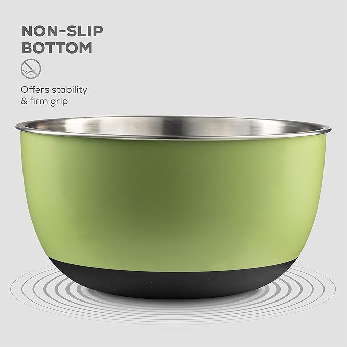 Double Wall Stainless Steel Mixing Bowls with Airtight Lids (Set of 4) Nesting Bowls for Space Saving Storage - Non-Slip Bottoms for Stability - Mixing Bowl Set For Cooking, Baking & Food Storage.