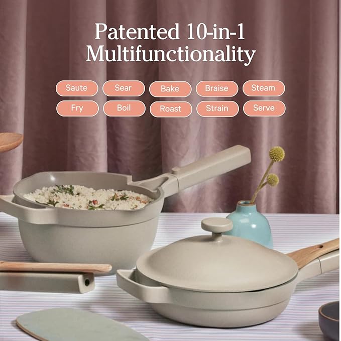 Our Place Mini Always Pan 2.0-8.5” (1.2 Qt) Nonstick, Toxin-Free Ceramic Cookware | Patented 10-in-1 Aluminum Frying & Sauté Pan | Safe for Oven, Induction & All Cooktops up to 450°F | Lavender