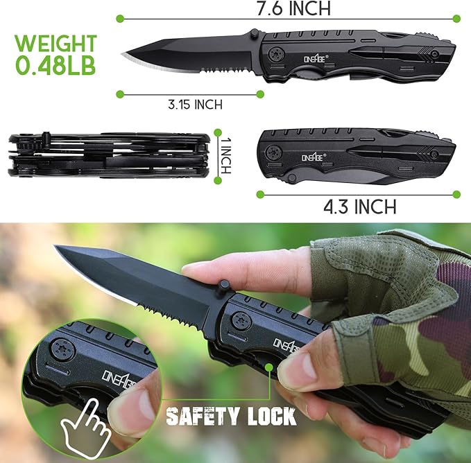 Gifts for Men Dad Him, Birthday Gifts for Man Husband Guy, Multitool Pocket Knife, Groomsmen Gift, Stocking Stuffers for Men, Christmas Fathers Day Mens Gift, Hunting Camping Knives for Outdoor