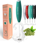 Elementi Matcha Whisk Frother - Matcha Mixer & Handheld Electric Whisk - Make Creamy, Dreamy Lattes at Home (Emerald Green)