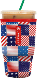 Sok It JavaSok Iced Coffee & Cold Soda Insulated Neoprene Cup Sleeve (Patriotic Patchwork, Large: 30-32oz)