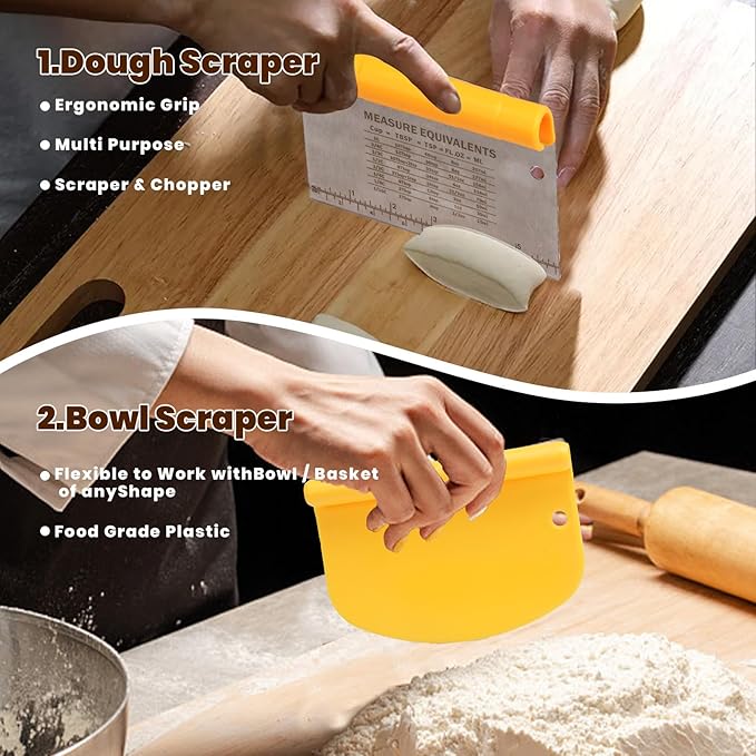CODOGOY Banneton Bread Proofing Basket Set, Sourdough Bread Baking Supplies with 9" Round & 10" oval Handmade Natural Rattan Proofing Basket and Complete Bread Making Tools