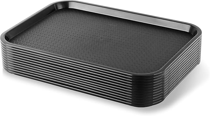 New Star Foodservice Fast Food Tray, Set of 12 (Black, 12 by 16-Inch)