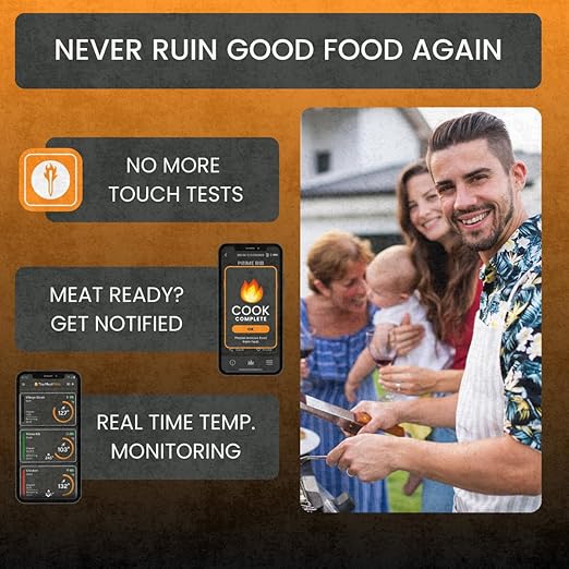 ChefX Wireless MeatStick - Smart 4 Sensor Bluetooth Meat Thermometer for Grilling & Smoking, 650ft+ Range