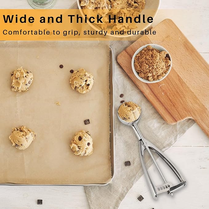 Cookie Scoop 1.5 Tablespoon, Small Cookie Dough Scoop, Cookie Scoops for Baking, Ice Cream Scoop, Selected 18/8 Stainless Steel for Making Cookie, Melon Ball, Ice Cream, Meatball