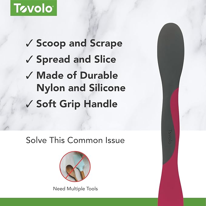 Tovolo Tool for Kitchen Meal Prep to Scoop Spread Slice and Scrape - Charcoal & Viva Magenta, Small