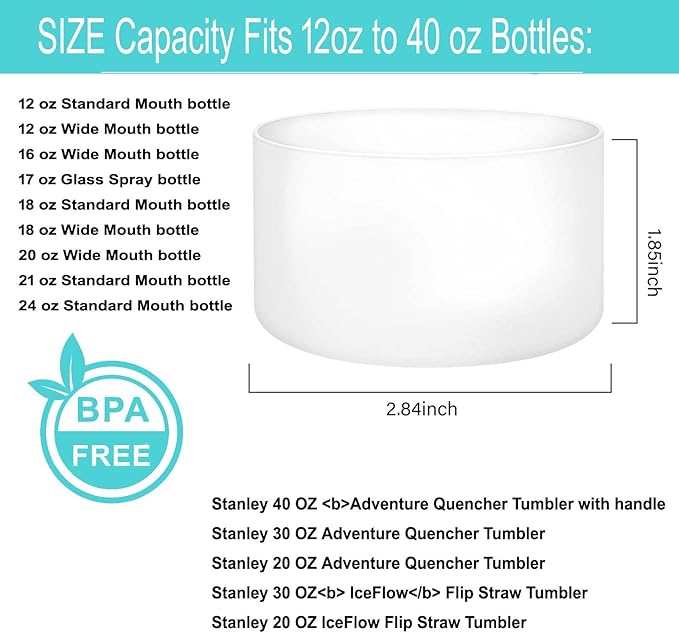 QIANHAI Protective Silicone Boots for Stanley Quencher Adventure 40oz Tumbler & IceFlow 30oz 20oz -Sport Water Bottle Bottom Sleeve Fits Hydro Flask -Stanley Cup Accessories (1Clear)