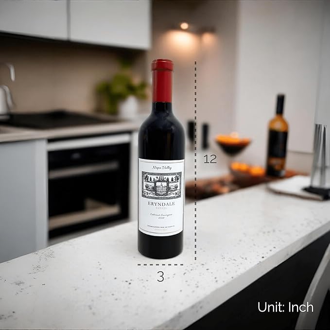 Wine Bottle Pepper Grinder, 12 Inch Wood Pepper Mill, Adjustable Coarseness 1:1 Scale Bottle Manual Peppercorn Mill, Wooden Pepper Crusher with Steel Grinders, Best for Wine Collectors, WB1