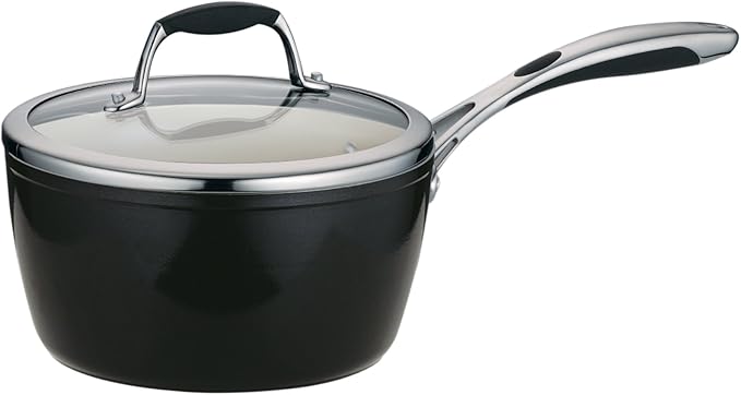 Tramontina Ceramica Deluxe 3-Quart Sauce Pan with Glass Lid, Ceramic Non Stick Saucepan, Oven-Safe, Metallic Black