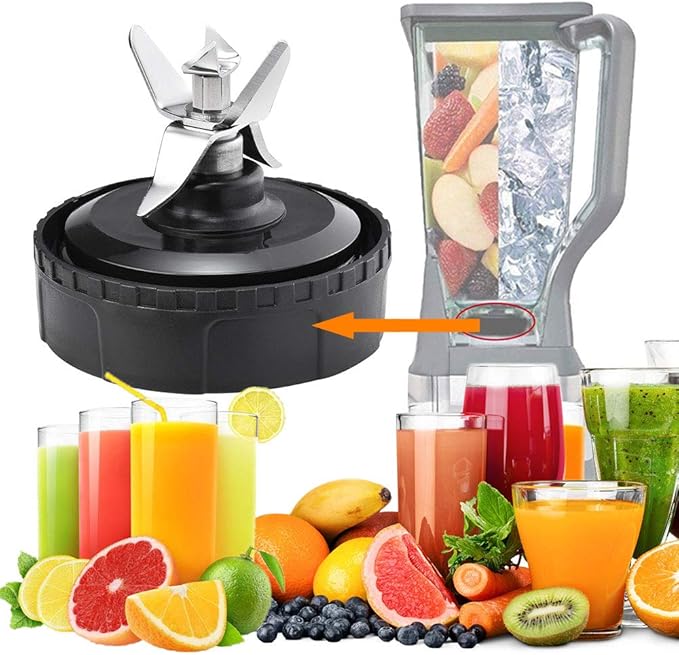 Blender Blade Fit for Ninja, Replacement Parts 6 Fin Male Blade with Rubber Gasket, Blender Accessories Compatible with Nutri Ninja Auto IQ BL620C BL660 BL740 BL780 QB3000, Only Fit 16oz Cups