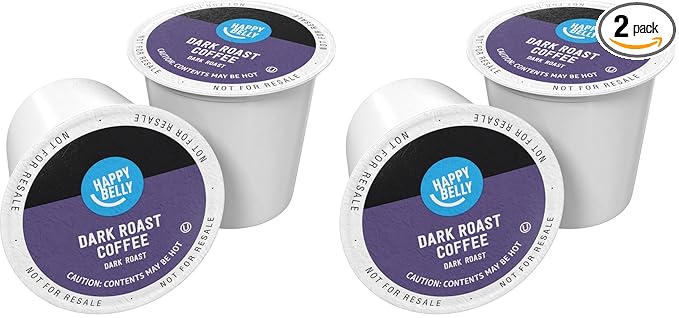 Amazon Brand - Happy Belly Dark Roast Coffee Pods, Compatible with Keurig 2.0 K-Cup Brewers, 24 Count (Pack of 2)