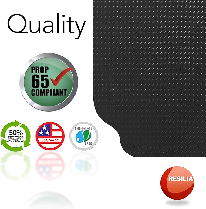 RESILIA Large Under Grill Mat – Heavy Duty, Reusable Outdoor Floor Protector Mats for Deck, Patio, & Garage – 72 Inch x 48 Inch with 12 Inch Splatter Protection Lip, Black Diamond Plate, Made in USA