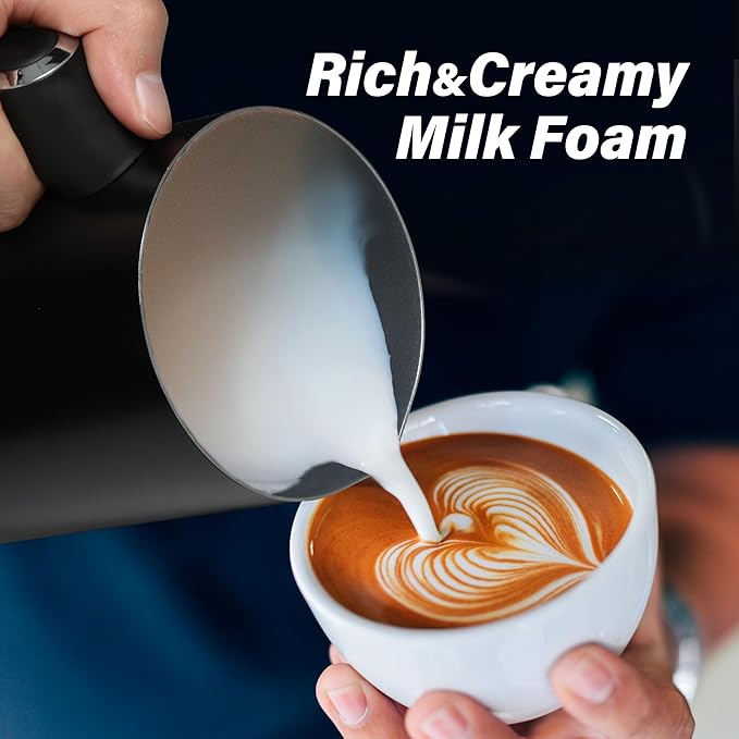 YSSOA Milk Frother and Steamer, 4-in-1 Electric Milk Warmer, 240 ml/8.1 oz Automatic Hot and Cold Foam Maker for Coffee, Macchiato, Latte, Cappuccinos, Hot Chocolate, Black