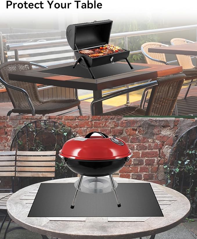 29×29 inch Heavy Duty Large Under Grill Mats for Outdoor Grill, Double-Sided Fireproof, Waterproof, Oil Proof Deck and Patio Protector, BBQ Mat Grill Floor Mats Fireplace Fire Pit Mat