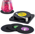 Valdivia Vinyl Record Coasters for Drinks with Records Player, Retro Album Coasters Set of 6, Funny New Home Decor for Housewarming Gifts, Music Lovers Presents, Cool Apartments Decoration Gifts Ideas