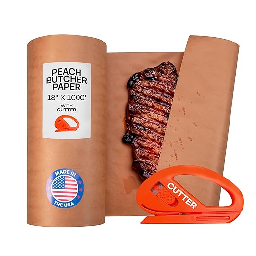 Peach Butcher Paper 18" x 12000" (1000 feet) with Cutter - USA-Made Natural Butcher Paper Roll for Meat & Fish - Uncoated Food-Grade Material for Smoking, Grilling & Barbecue by IDL Packaging