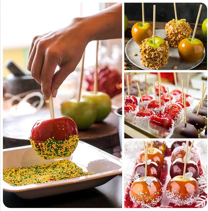 400 pcs Candy Apple Skewer Sticks, PEOUWNES 5mm 5.5 inch Caramel Apple Sticks, Corn Dog Sticks, Rock Candy Stick, Bamboo Skewers for Corn Cob Kabob, Lollipop, Grill